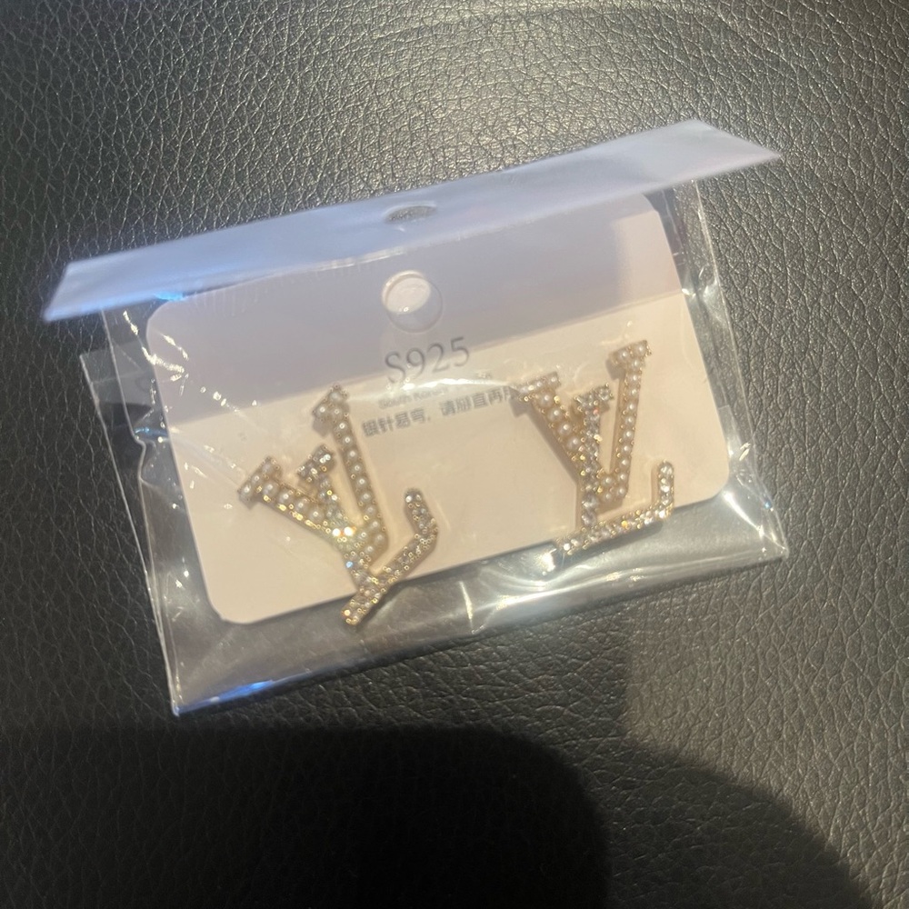 Gold Designer Initial Earrings